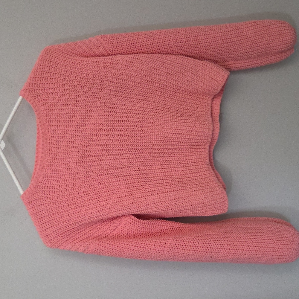 H&M Pink Sweater Waist Length Girls 8-10 Chunkier Knit EUC